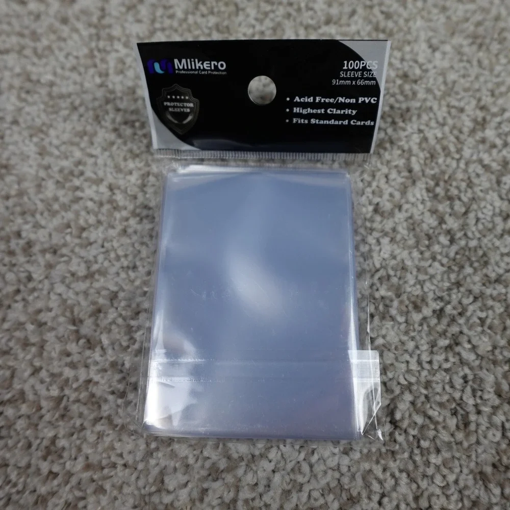 Mlikero 100ct Standard Card Protector Sleeves Clear Acid Free Non-PVC 91x66mm